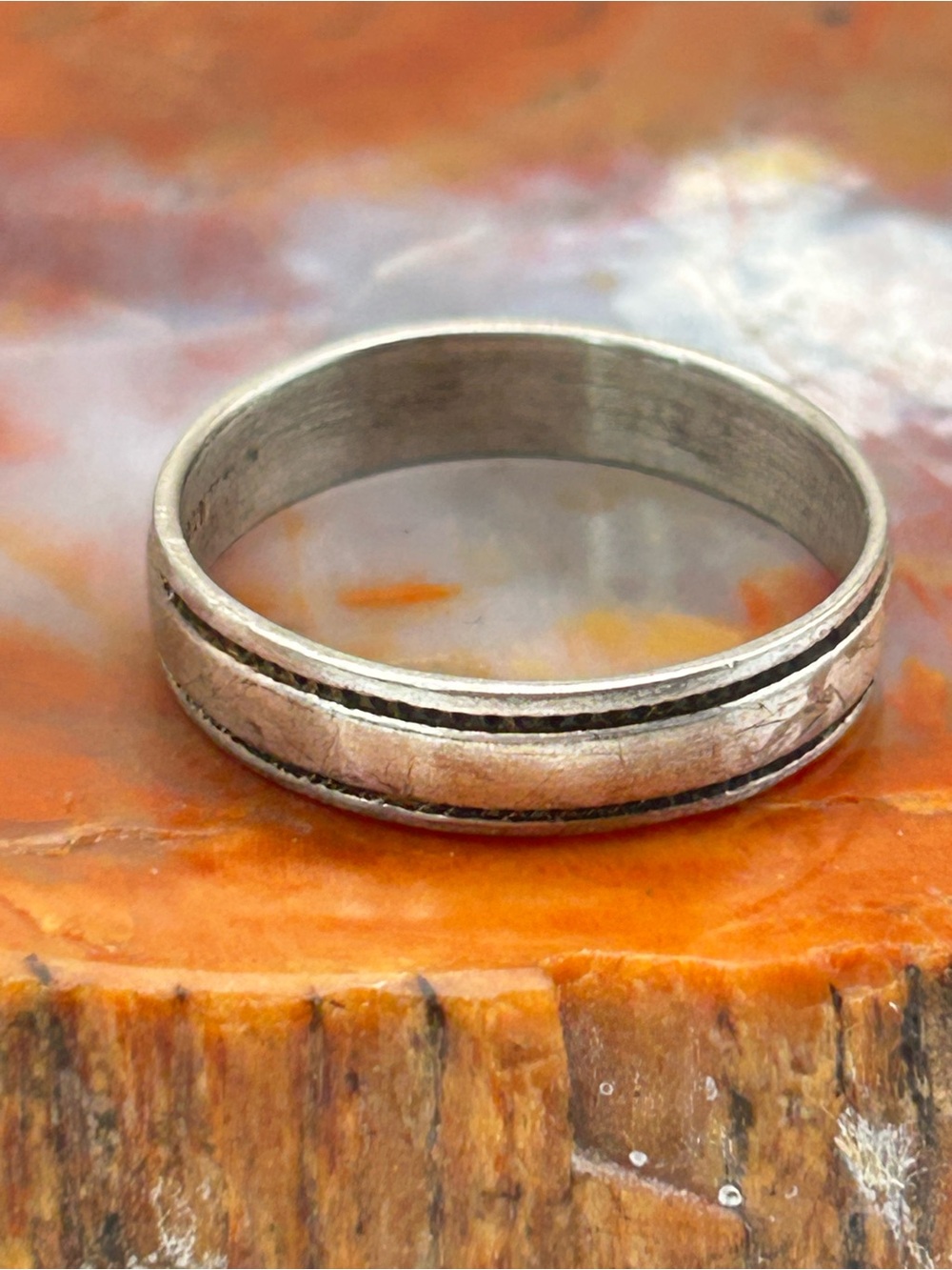 Vintage Mens Sterling Silver Ring Band - Size 11